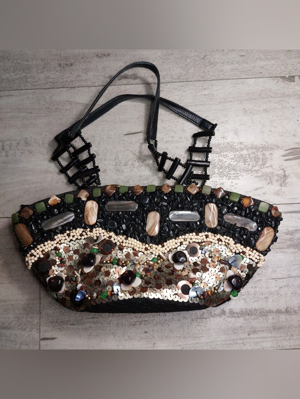 Mary Frances Beaded Sequin Embellished Women’s Handbag - Black